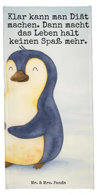 Produktbild von Mr. & Mrs. Panda Handtuch Pinguin Diät Design - Eisblau - Geschenk, Abnehmen, Strandtuch, Gewicht, sporthandtuch, Pinguine, glücklich, Frottier, Badehandtuch, Strandlaken