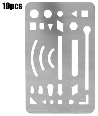 Produktbild von 10 Stück 27 Löcher Löschschild Mehrzweck-Engineering-Zeichnungsvorlage MusterlinealEdelstahl