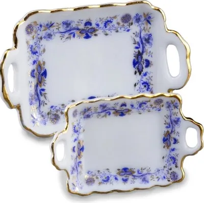 Produktbild von Miniatur Tablett Zwiebel Gold – Puppenhaus Porzellan Sammlerstück