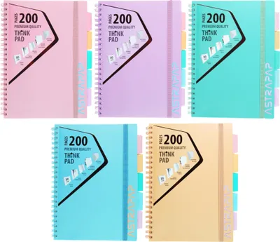 Zdjęcie produktu dla Kołozeszyt z zakładkami A4 100k kratka PASTEL Astra