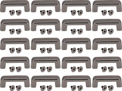 Productafbeelding van 20 stuks boogvormige ringen, 16,5 x 6 x 7 mm, metaal. D-ring met pH-schroef voor lederen projecten, zilverkleurig, zwart