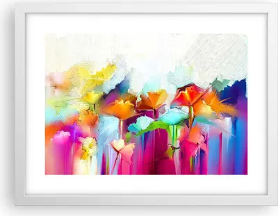 Produktbild von Gerahmtes Poster - Weißer Rahmen - Blumen Wiese Sommer - 40x30 cm - Wand Bild - Wanddeko - Wandbilder - Kunstposter - Wandposter - Bilderrahmen - Bilder - Kunstdruck - Wandbild - P2WAA40x30-4095