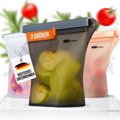 Zdjęcie produktu dla Silikonowe woreczki, woreczki do zamrażania wielokrotnego użytku, czarne, szczelne, do organizacji kuchni