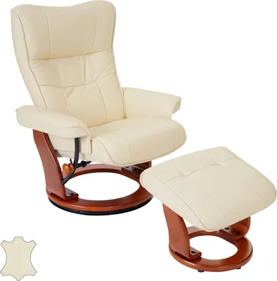 Produktbild von MCA Relaxsessel Edmonton, Fernsehsessel Hocker, Echtleder 130kg belastbar creme, honigfarben