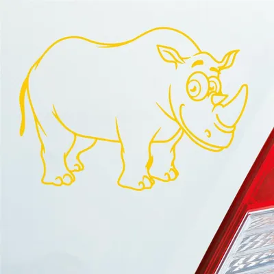 Produktbild von Auto Aufkleber NASHORN Rhino Motorrad Roller Afrika 13x10 cm Gelb Sticker Heckscheibenaufkleber
