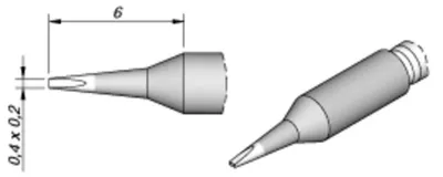 Produktbild von JBC Lötspitze Serie C210, Meißelform, C210023/0,4 x 0,2 mm, gerade,  C210023