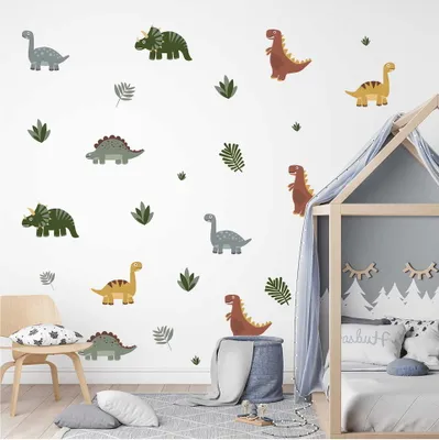 Zdjęcie produktu dla Naklejki na ścianę do pokoju dziecka dinozaury - Sipo