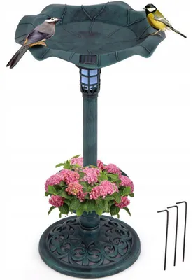 Obrázek produktu pro Krmítko pro ptáky PZ10006QT se solárním osvětlením a květináčem, Ø 43 x 76 cm