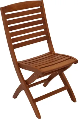 A wooden folding chair.