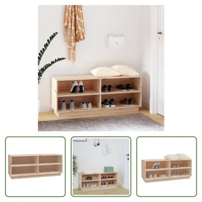 Produktbild von The Living Store Schuhregal 110x34x45 cm Massivholz Kiefer