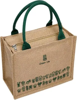 Produktbild von Jute-Tasche mit Reißverschluss, Strandtasche, Damen-Einkaufstasche, Handtasche, umweltfreundliche Tasche, Damenaccessoire