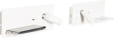 Produktbild von QAZQA Professional - Modern 2er-Set Wandleuchten weiß inkl. LED mit USB und Induktionsladegerät - Riza I Wohnzimmer I Schlafzimmer - Stahl Rechteckig - I (nicht austauschbare) LED