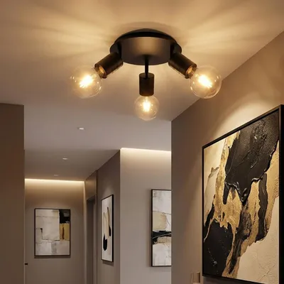 Produktbild von LED Deckenleuchte, schwarz, 3-flammig, schwenkbar, D 28 cm