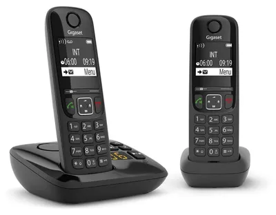 Produktbild von Gigaset AS690A DUO Strahlungsarmes Schnurlostelefon mit Anrufbeantworter, Rufnummernanzeige, 8 Tage Standby, Freisprechfunktion, Babyfon-Funktion, DECT