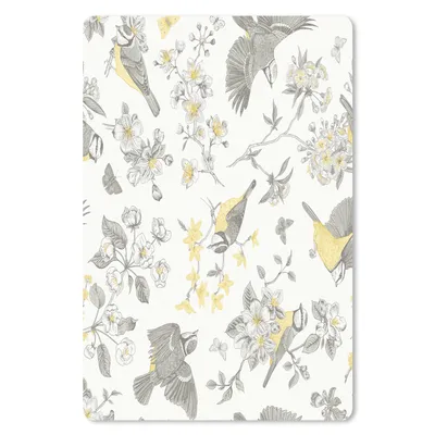 Produktbild von MuchoWow® Mauspad Mousepad Blumen - Vogel - Grau 40x60 cm - Mousepads - Maus Mat - Pad - Mausunterlage - Schreibtisch Accesoire