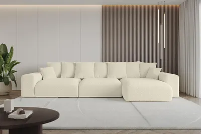 Produktbild von Ecksofa mit Schlaffunktion und Bettkasten ESKAR-L2 - 364x176x72 cm Beige - Corner Sofa Bett Eckcouch Couch L-Form Schlafcouch Ausziehbar Wohnlandschaft Schlafsofa Cauchsofa