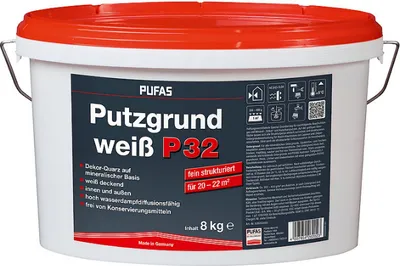 Produktbild von PUFAS Putzgrund P32 weiß fein 8kg 026202000