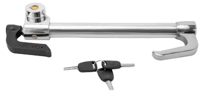 Produktbild von Lenkradschloss Auto - Universelle Lenkradkralle - Hakenform - Robustes Eisen und ABS - Diebstahlschutz für Pkw Lkw SUV - Silber