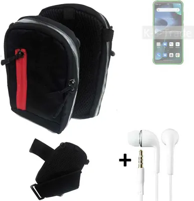 Produktbild von K-S-Trade Outdoor Gürteltasche Holster Umhängetasche + Kopfhörer kompatibel mit Blackview BV5200 schwarz Handy Tasche Case travelbag Schutzhülle