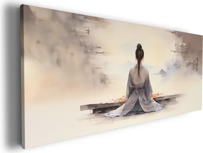 Produktbild von Wallario Premium Leinwandbild Morgenstille in Größe 60 x 150 cm