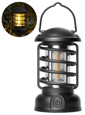 Produktbild von LED Campinglampe Retro dimmbar, COB Camping Laterne 20-400 Lumen, tragbare Outdoor Lampe mit Haken, für Camping Zelt Garten Notfall