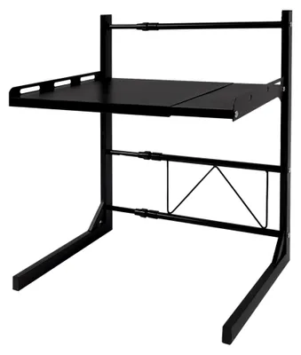 Produktbild von 2-stufiges Mikrowellenregal, erweiterbares und höhenverstellbares Regal für Mikrowellen, multifunktionale Kohlenstoffstahl-Mikrowellenhalterung für Küchen (Schwarz)