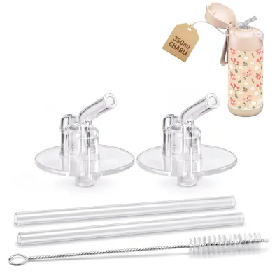 Ersatz-Strohhalme für 350 ml Flasche, 2er-Pack, Silikon, BPA-frei