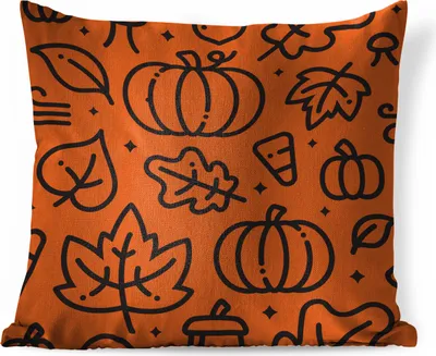 Produktbild von MuchoWow® Zierkissen Sofakissen Wohnzimmer Dekokissen 50x50 cm Blätter - Halloween - Zeichnung - Komfort - Sofakissen