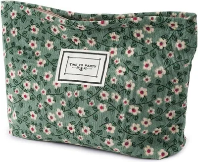 Produktbild von Kosmetiktasche Cord Blumenmuster Groß Kapazität Tragbar Elegantes Design