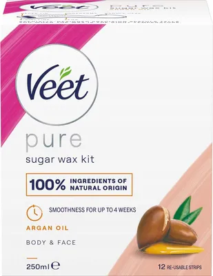 Obrázek produktu pro Veet Přírodní Teplý Depilační Voskový Set - Arganový Olej 250 ml