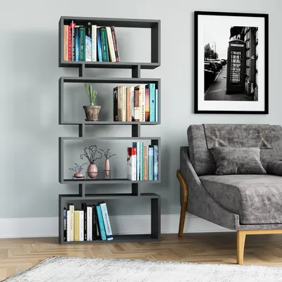 Obrázek produktu pro Skye Decor, Langdon - Anthracite, knihovna, antracitová, 100% MELAMINOVANÁ DRESOVANÁ DESKA, 72 x 25 x 161 cm