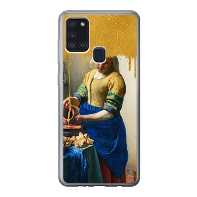 Produktbild von MuchoWow® Handyhülle Schutzhülle Hülle für Samsung Galaxy A21s Milchmädchen - Gold - Alte Meister Silikon Softcase Handy Hülle - Hartschale