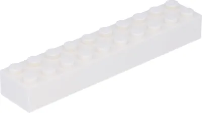A single white LEGO brick is shown against a white background.