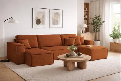 Produktbild von Kaiser Möbel Ecksofa mit schlaffunktion und bettkasten, Sofa U-form,Couch U-form BEST stoff Neve Kupfer