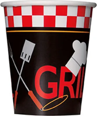 Produktbild von 8 BBQ Backyard Party Pappbecher 266ml