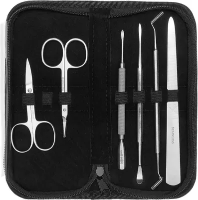 Image de Set de manucure 7 pièces avec étui - Instruments de beauté en acier inoxydable