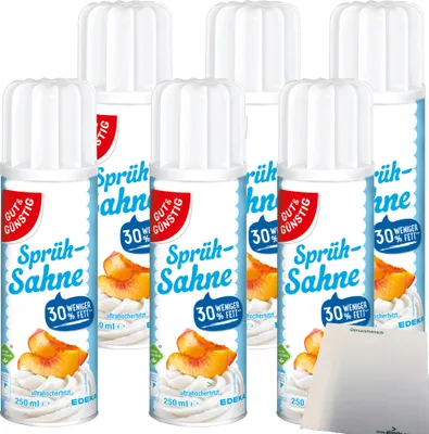 Produktbild von Gut & Günstig Sprühsahne leicht 21% Fett 6er Pack (6x250ml Dose) + usy Block
