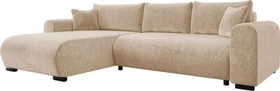 Produktbild von MIRJAN24 Ecksofa Merkos, Wohnzimmer L-Form mit Bettkasten und Schlaffunktion, Holzkonstruktion, Seite universal (Farbe: Clara 215.03)