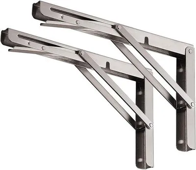 Produktbild von Famanu Faltbare Regalträger aus Edelstahl, 500 mm, belastbar bis 150 kg, Set von 2
