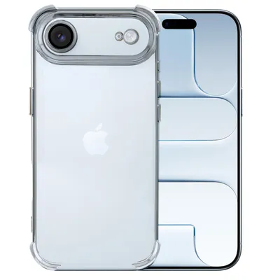Produktbild von CLM-Tech Hülle kompatibel mit iPhone 17 Air 6,6 Zoll - keine Vergilbung Stoßfeste Schutzhülle (4 luftgepolsterte Ecken in silber) - Transparente Handyhülle Anti-Kratzt Harte PC Rückseite (Durchsichtig)