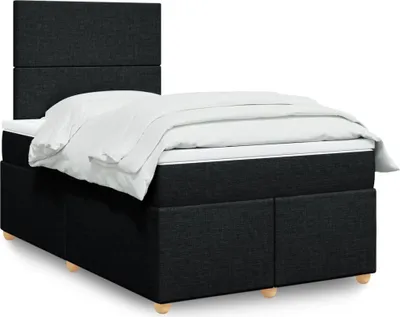 Produktbild von Design Boxspringbett mit Matratze Schwarz 120x190 cm Stoff, Klassische Betten 2024 Neu
