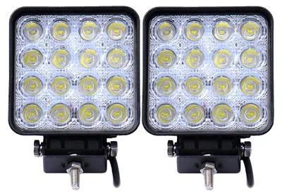 Produktbild von Greenmigo 2 Stück 48W Offroads LED Spot Arbeitsleuchte,Quadratisch,DC12V 24V,IP67,Nebel Tag Fahren Lampe für ATV Jeep Auto und LKW