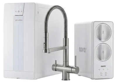 Produktbild von SPRUDELUX POWER SODA Sprudel-Wasserhahn – Untertisch Tafelwassergerät mit Umkehrosmose GT600, gekühlt & sprudelnd – Statement Edelstahl, ohne CO₂