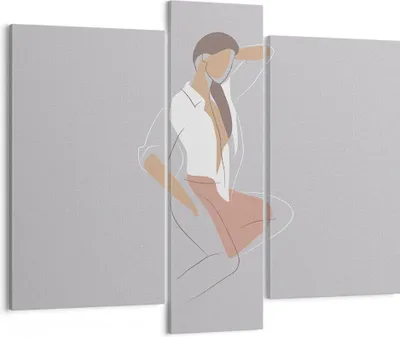 Produktbild von Bild auf Leinwand - Leinwandbild - 3 Teile - Frau Grafik Modern - 95x80cm - Wand Bild - Wanddeko - Wandbilder - Leinwanddruck - Bilder - Wanddekoration - Leinwand bilder - Wandbild - CB95x80-4266