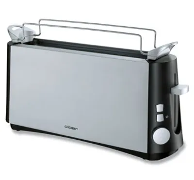 Produktbild von Cloer 3810 Langschlitz-Toaster, Kunststoffgehäuse, Stoppfunktion, Bräunungskontrolle, Brötchenrost, Cool Wall