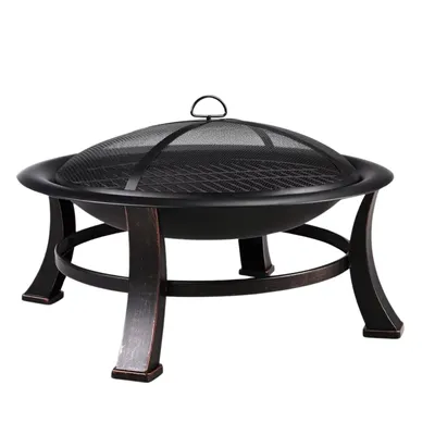 Zdjęcie produktu dla Palenisko ogrodowe - misa ogniowa - kosz ogniowy - kominek na patio - stalowy grill opalany drewnem z komorą ogniową z rusztem - idealny do ogrodu, na kemping i piknik