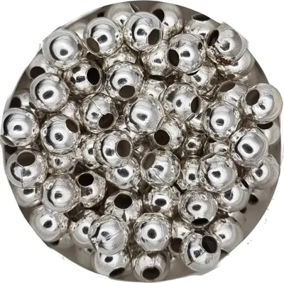 Image de Perles métalliques à gros trous 2 mm, environ 500 pièces, couleur argent clair