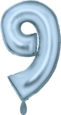 Immagine prodotto di Palloncino in foil numero 9 azzurro metallizzato - 83 cm
