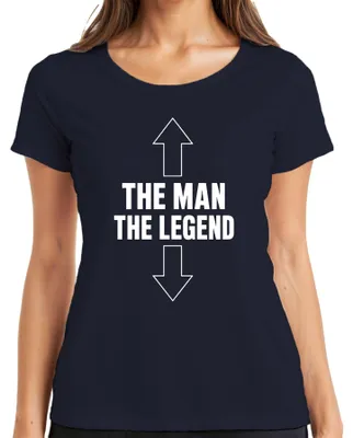 Productafbeelding van Het Man, De Legende, Pijlen, Grappig, Cadeau, Verjaardag, Man, Vader, Dames T-shirt, Legende, Marineblauw, Maat L