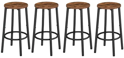 Immagine prodotto di TRANKIELO® - Sgabello da bar industriale con poggiapiedi - Gambe regolabili - Struttura in metallo robusta - Colore marrone vintage e nero